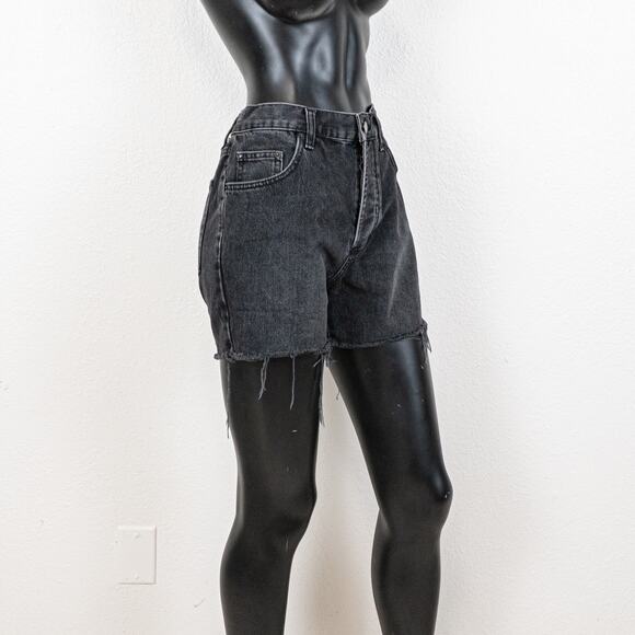 Anine Bing Bonnie Raw Hem Cutoff Denim Shorts washed black sz 25 - Picture 5 of 10